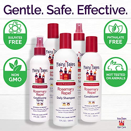 Fairy Tales Rosemary Repel Daily Kids Shampoo- Lice Shampoo for Kids (12 Fl Oz) & Conditioning Lice Spray (8 Fl Oz) Duo for Lice Prevention