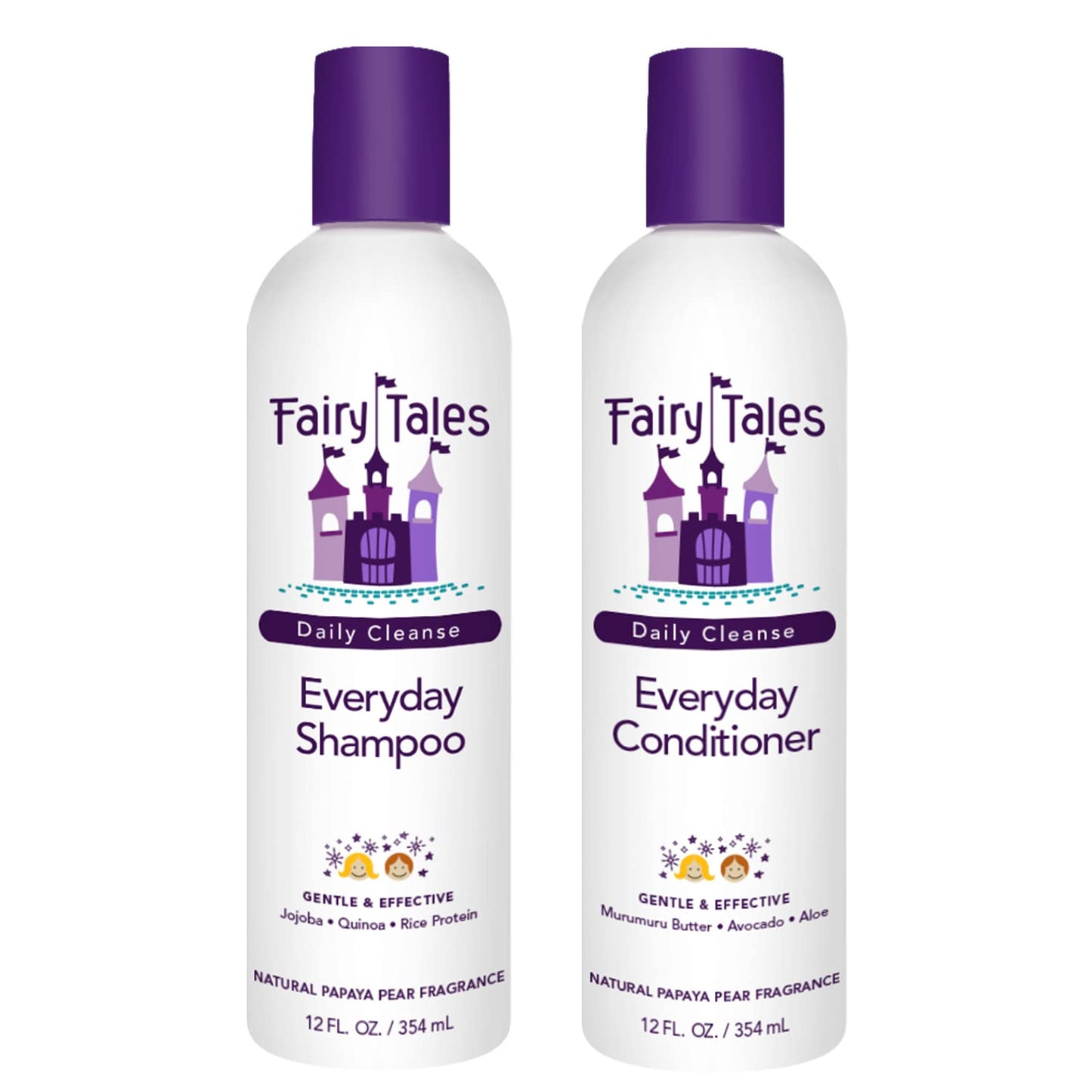Fairy Tales Daily Cleanse Everyday Kids Shampoo + Conditioner + Multi set - Gentle Natural Defining Shampoo and Conditioner, Tangle Free, Moisturizing and Hydrating Formula, Paraben Free - 12 oz Shampoo, 12 oz Conditioner and 12 oz Multi