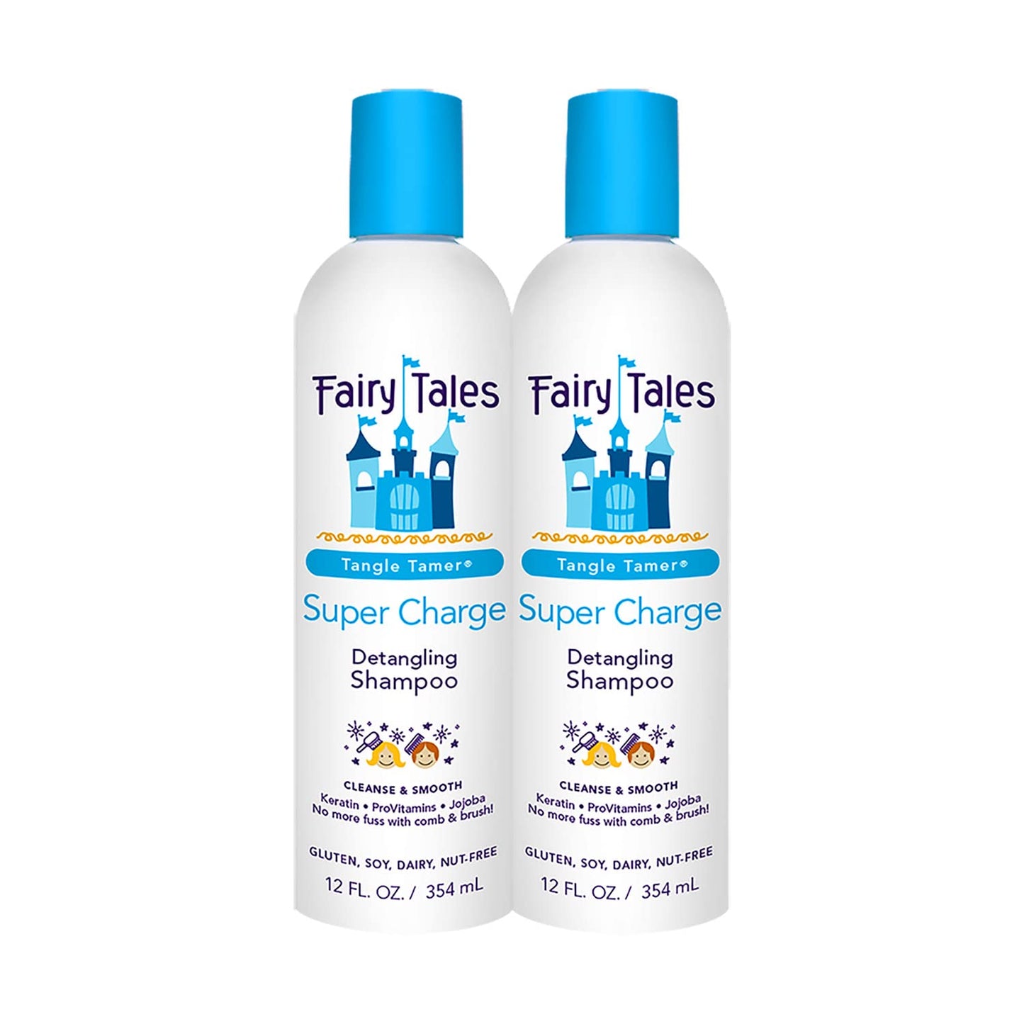 Fairy Tales Tangle Tamer Super Charge Detangling Shampoo for Kids - Paraben Free, Sulfate Free, Gluten Free, Nut Free - 12 oz (2 Pack)