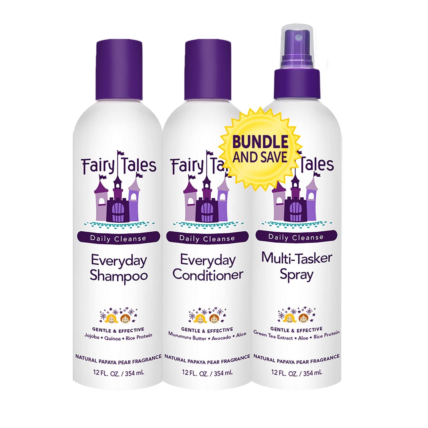 Fairy Tales Daily Cleanse Spray - Shampoo and Conditioner Pack with Natural | Free oz 12