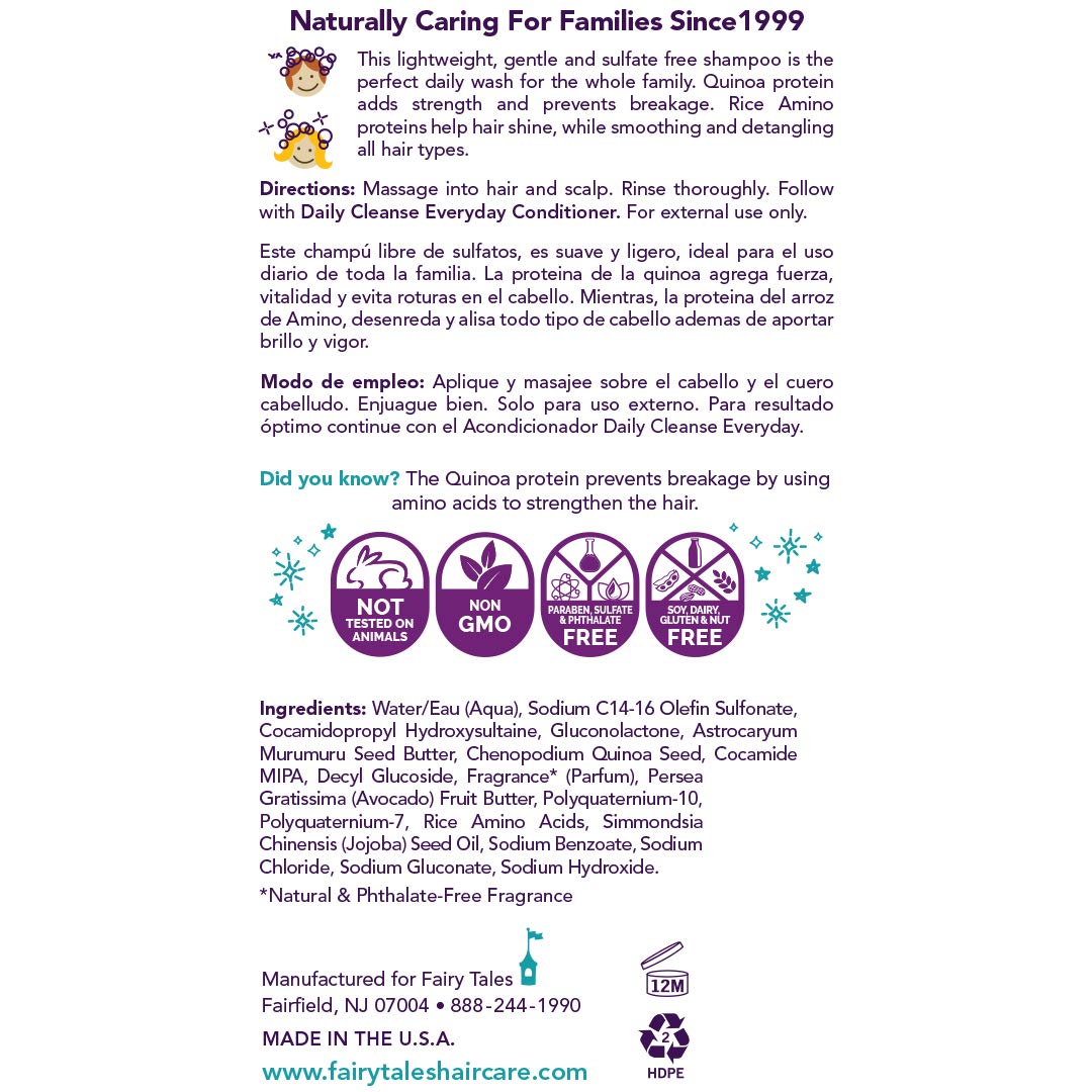 Fairy Tales Daily Cleanse Everyday Kids Shampoo - Gentle Natural Defining Tangle Free Moisturizing and Hydrating Formula Paraben oz