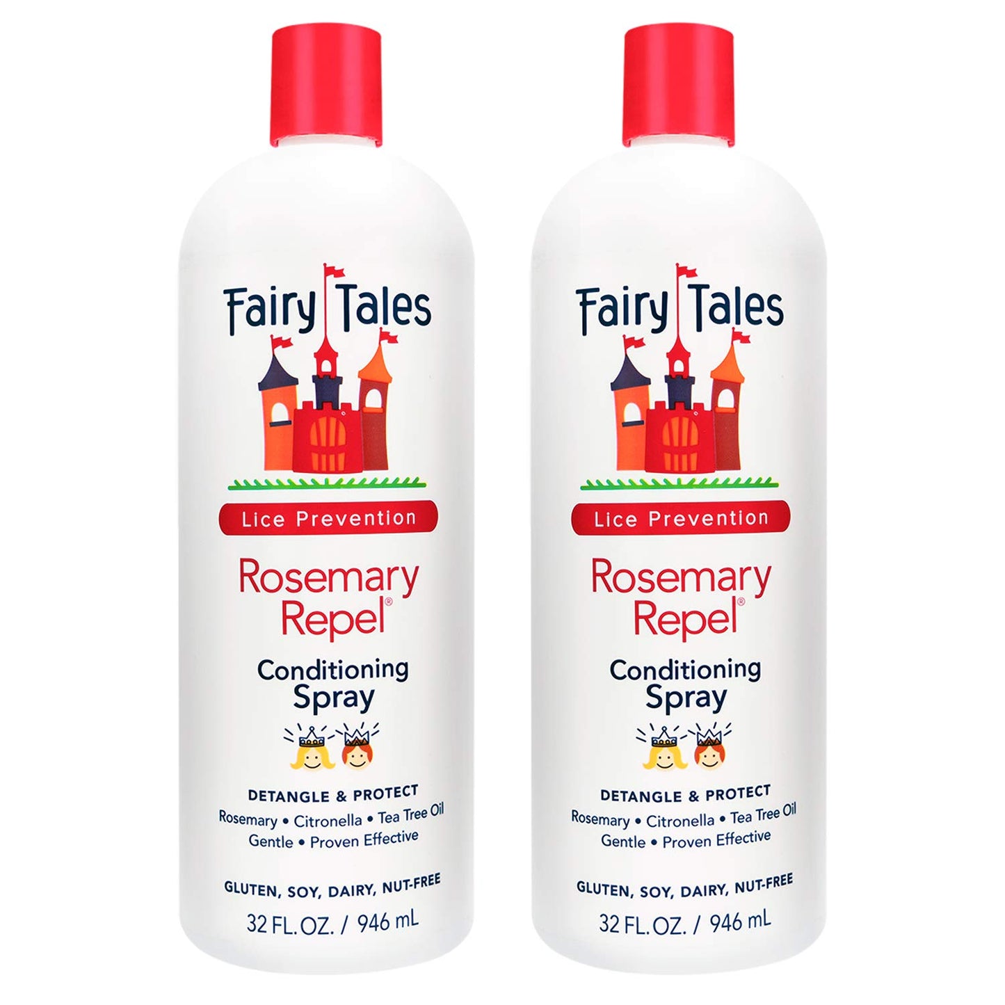 Fairy Tales Rosemary Repel Leave in Conditioning Spray Refill- Lice Spray for Kids- 32 Fl Oz (Pack of 2)
