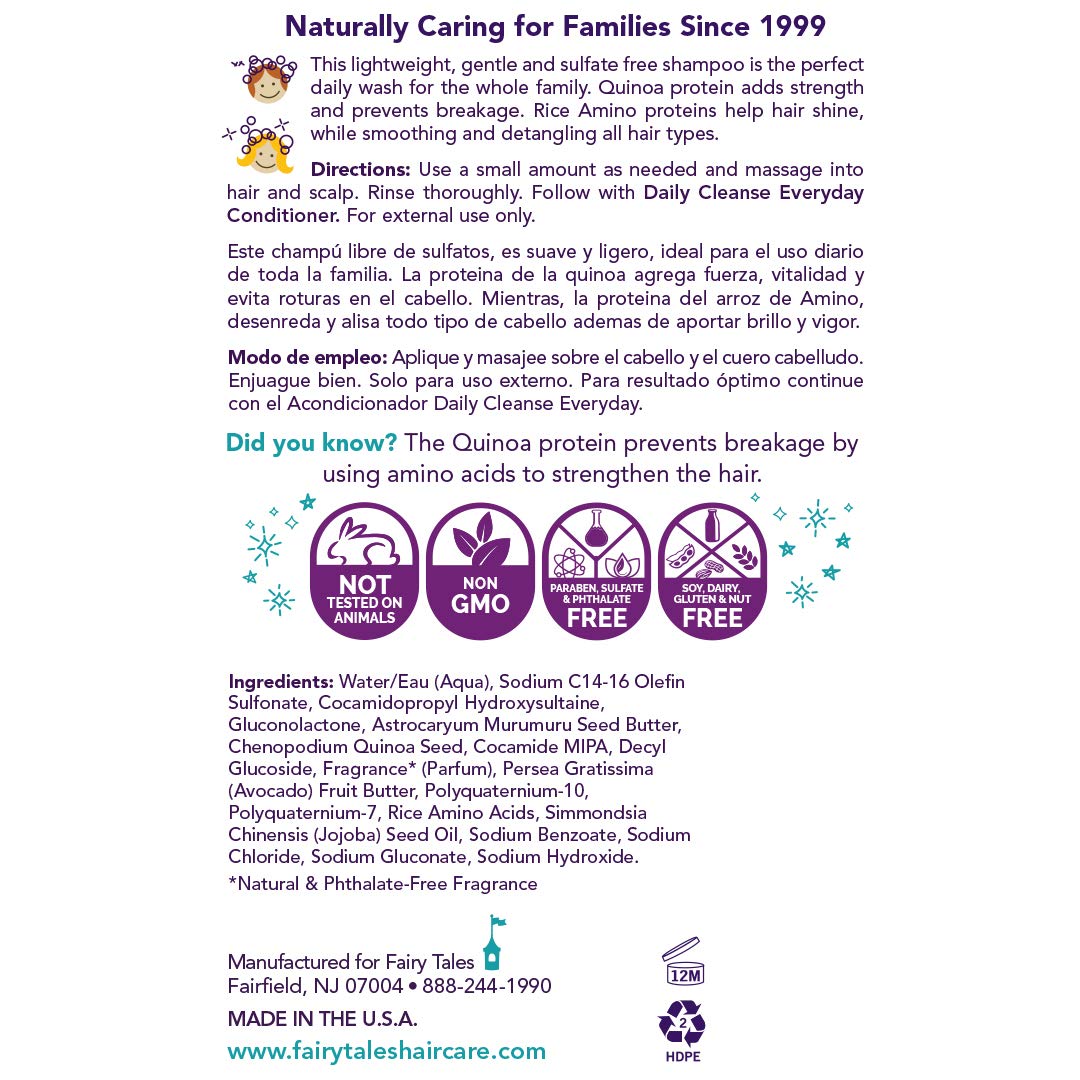 Fairy Tales Daily Cleanse Everyday Kids Shampoo - Gentle Natural Defining Tangle Free Moisturizing and Hydrating Formula Paraben oz