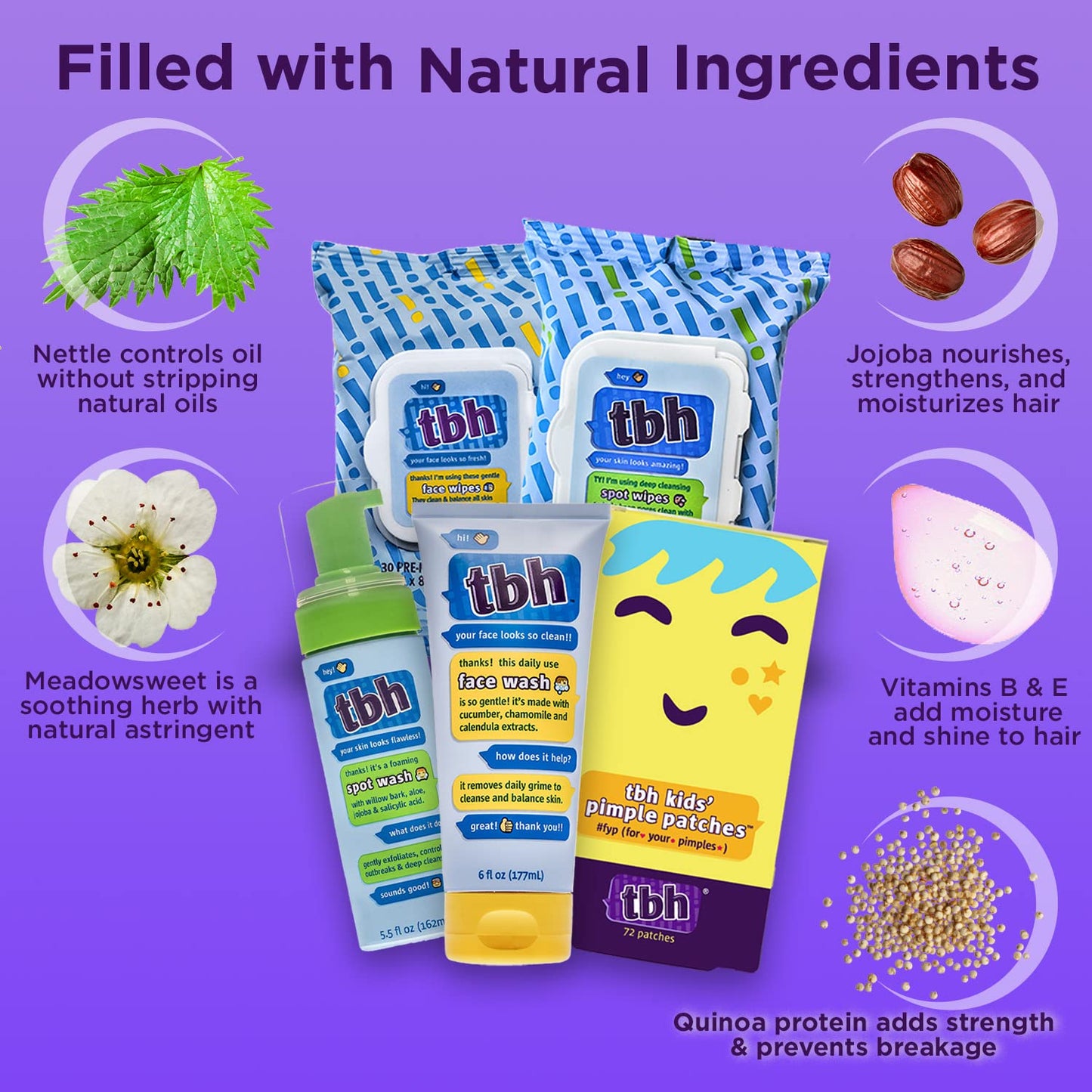 TBH Kids Spot Foam Face Cleaning Spot Wipes for Kids, Preteens, and Teens with Sensitive Dry Oily Skin - Gentle Facial Cleanser and Hydrating Facewash For Girls and Boys with Acne Prone Skin - Sulfate Free , Paraben Free - 30 Individual Wip