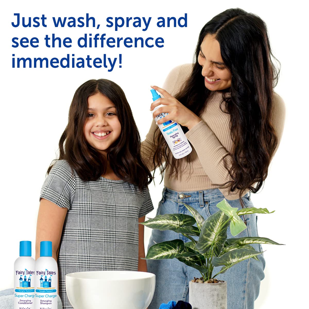 Fairy Tales Tangle Tamer Super Charge - Detangling Shampoo and Static Free Spray for Kids - Paraben Free, Sulfate Free, Gluten Free, Nut Free- 12 oz (2Pack)