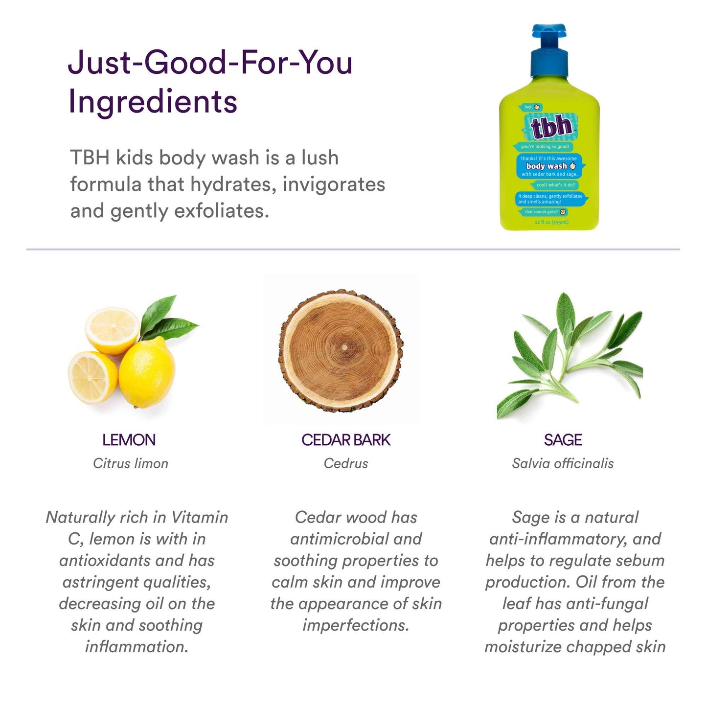 TBH Kids Body Wash - Gentle Exfoliating Body Wash - Sulfate, Paraben Free - 12 oz
