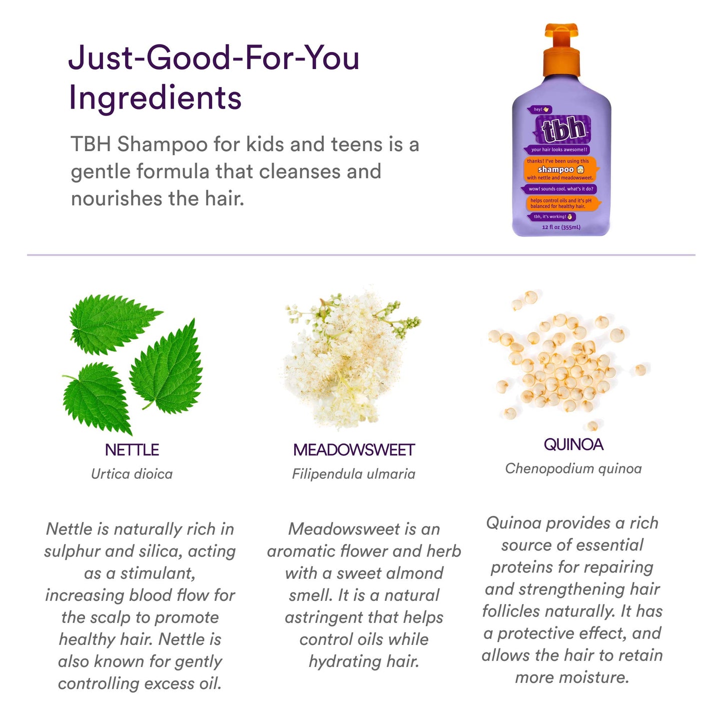 TBH Teen and Kids Shampoo - Tween and Teen Shampoo for Oily Hair,Sulfate and Paraben Free Shampoo - 12 oz