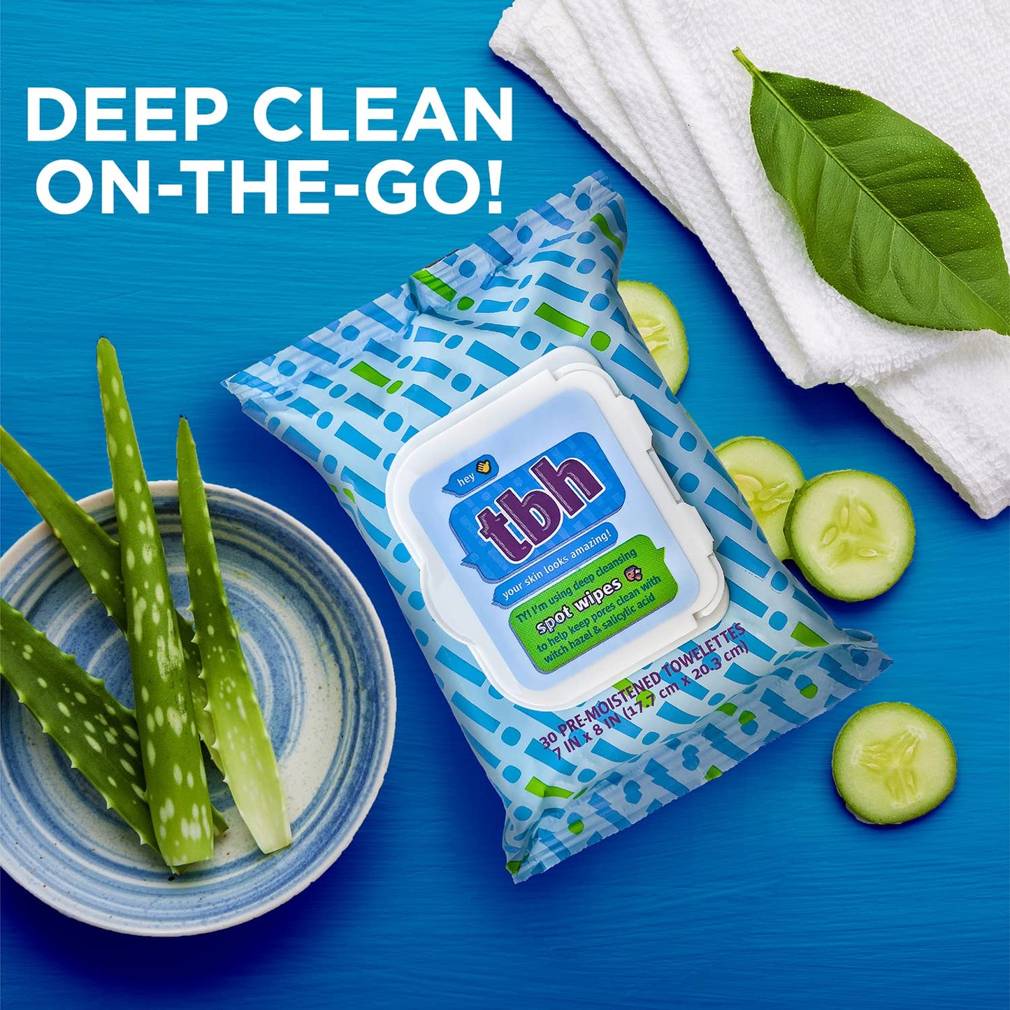 TBH Kids Spot Foam Face Cleaning Spot Wipes for Kids, Preteens, and Teens with Sensitive Dry Oily Skin - Gentle Facial Cleanser and Hydrating Facewash For Girls and Boys with Acne Prone Skin - Sulfate Free , Paraben Free - 30 Individual Wip