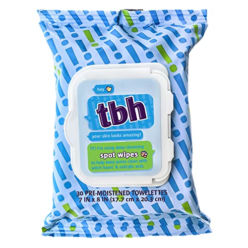 TBH Kids Spot Foam Face Cleaning Spot Wipes for Kids, Preteens, and Teens with Sensitive Dry Oily Skin - Gentle Facial Cleanser and Hydrating Facewash For Girls and Boys with Acne Prone Skin - Sulfate Free , Paraben Free - 30 Individual Wip