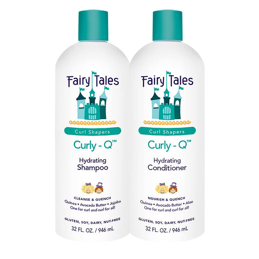 Fairy Tales Curly-Q Daily Hydrating Shampoo for Kids - Shampoo 32oz and Conditioner 32oz For Curly Hair - Paraben Free, Sulfate Free, Gluten Free, Nut Free