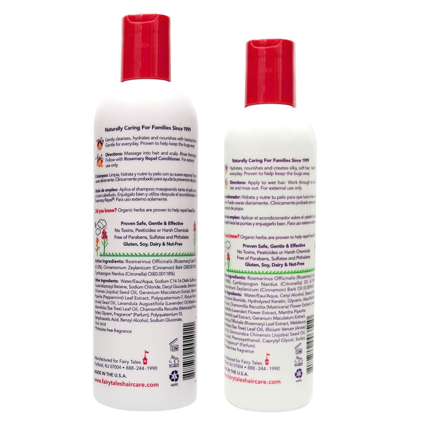 Fairy Tales Rosemary Repel Lice Shampoo - Daily Kids Shampoo (12 Fl Oz) & Conditioner (8 Fl Oz) Duo for Lice Prevention