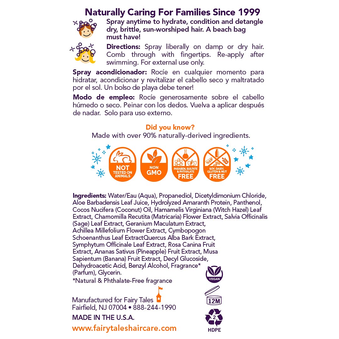 Fairy Tales Swimmer Conditioning Spray for Kids - 8 oz | Made with Natural Ingredients in the USA | Replenish and Restore from Chlorine and Salt Damage | No Parabens, Sulfates, or Synthetic dyes